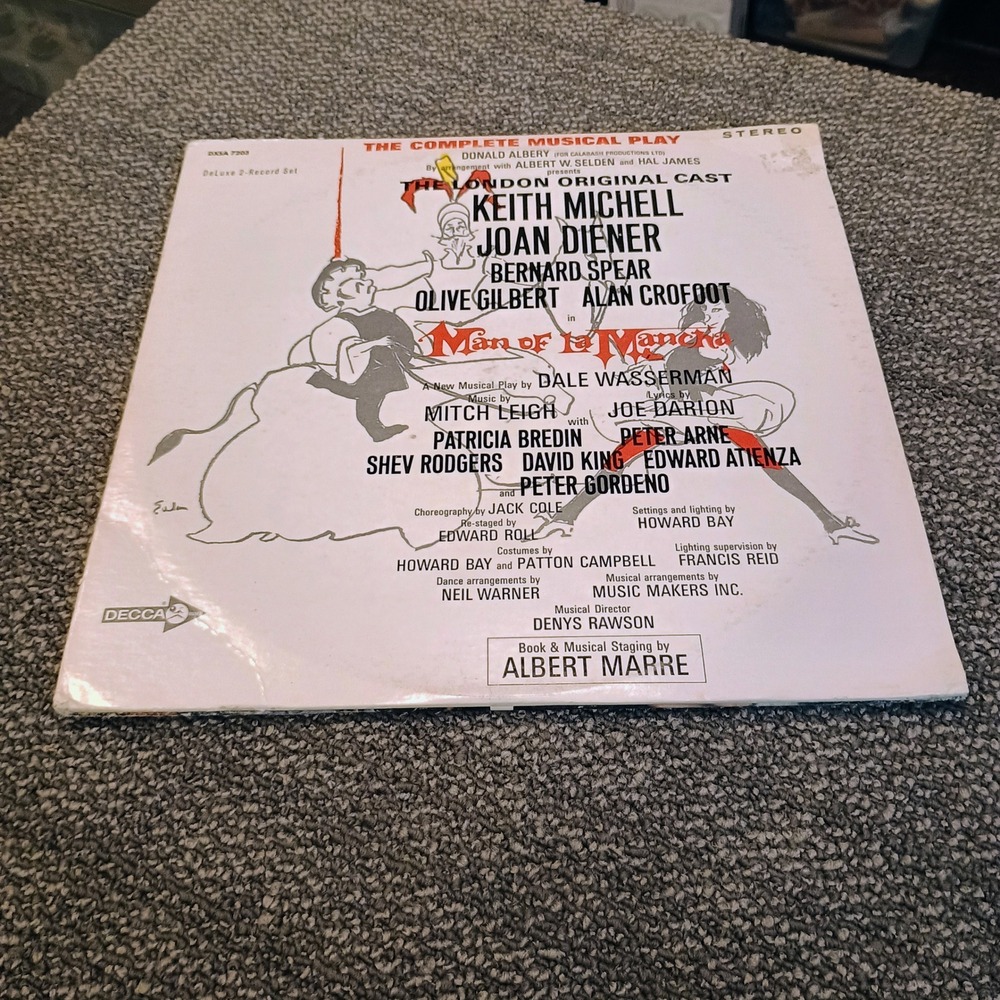 Man of La Mancha London Original Cast 2 LP Vinyl Decca DXSA 7203 Keith Michell